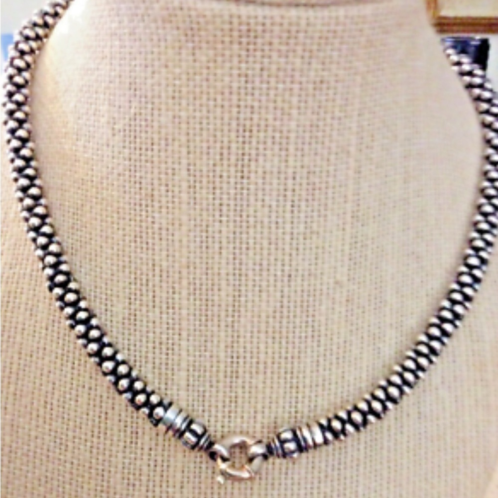 Lagos Caviar Sterling Silver Muti Bead Heavy Chain necklace